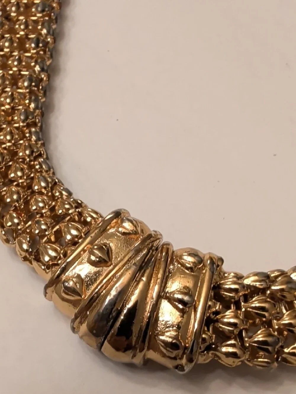 Gold Woven Chain Necklace and Bracelet Set (Discoloration)